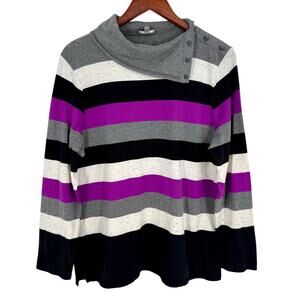 Talbots Sz XLP XL Petite Purple Black Long Sleeve Winter Cozy Warm Shirt Top